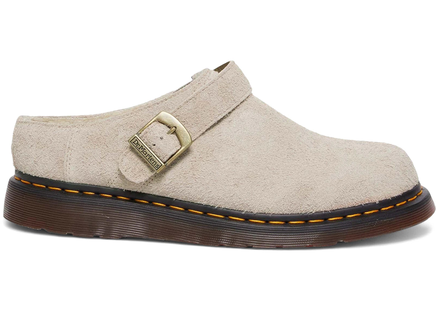 Dr. Martens Isham Faux Shearling Lined Suede Slingback Mules-Taupe