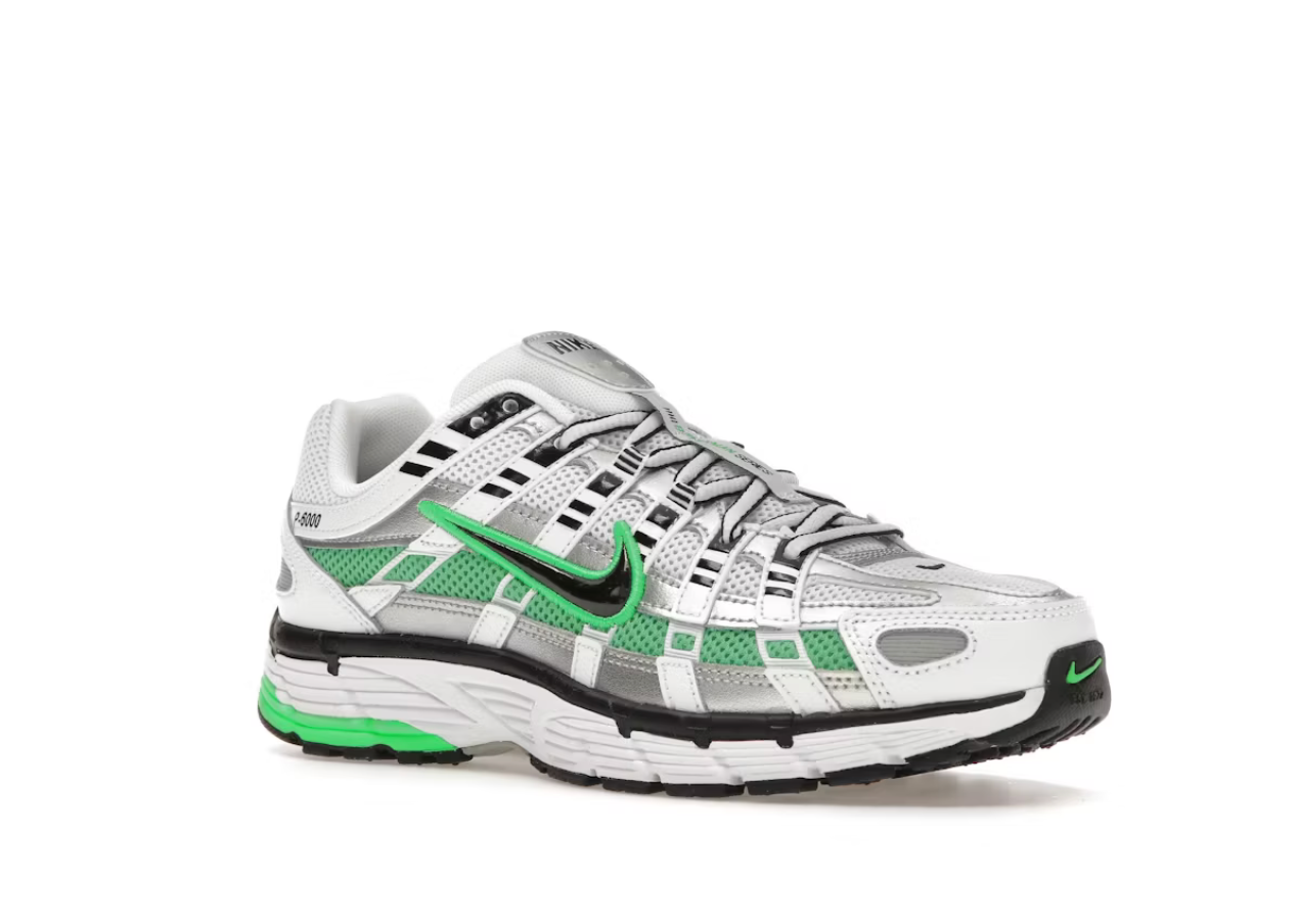 Nike P6000 White Metallic Silver Spring Green Black