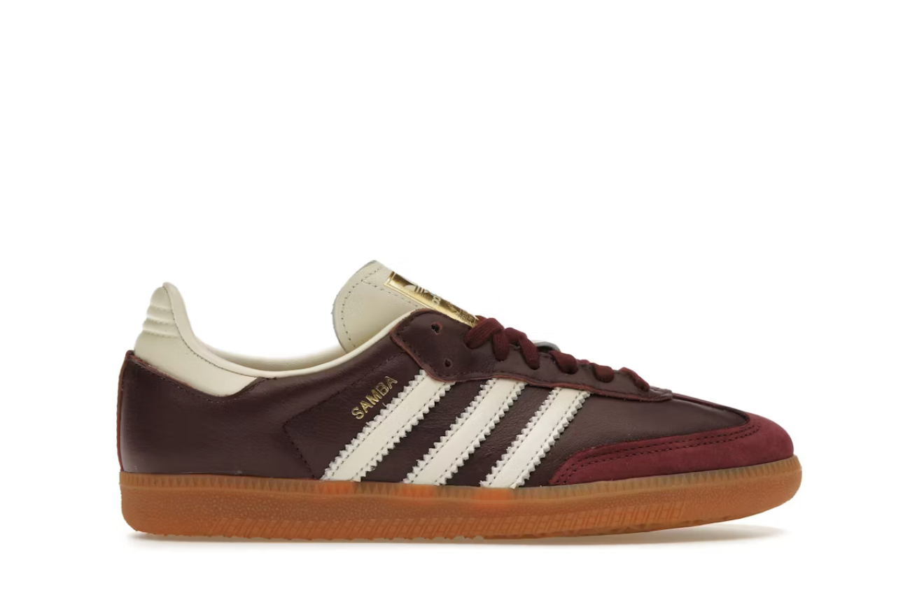 Adidas Samba Maroon Gold Metallic Burgundy