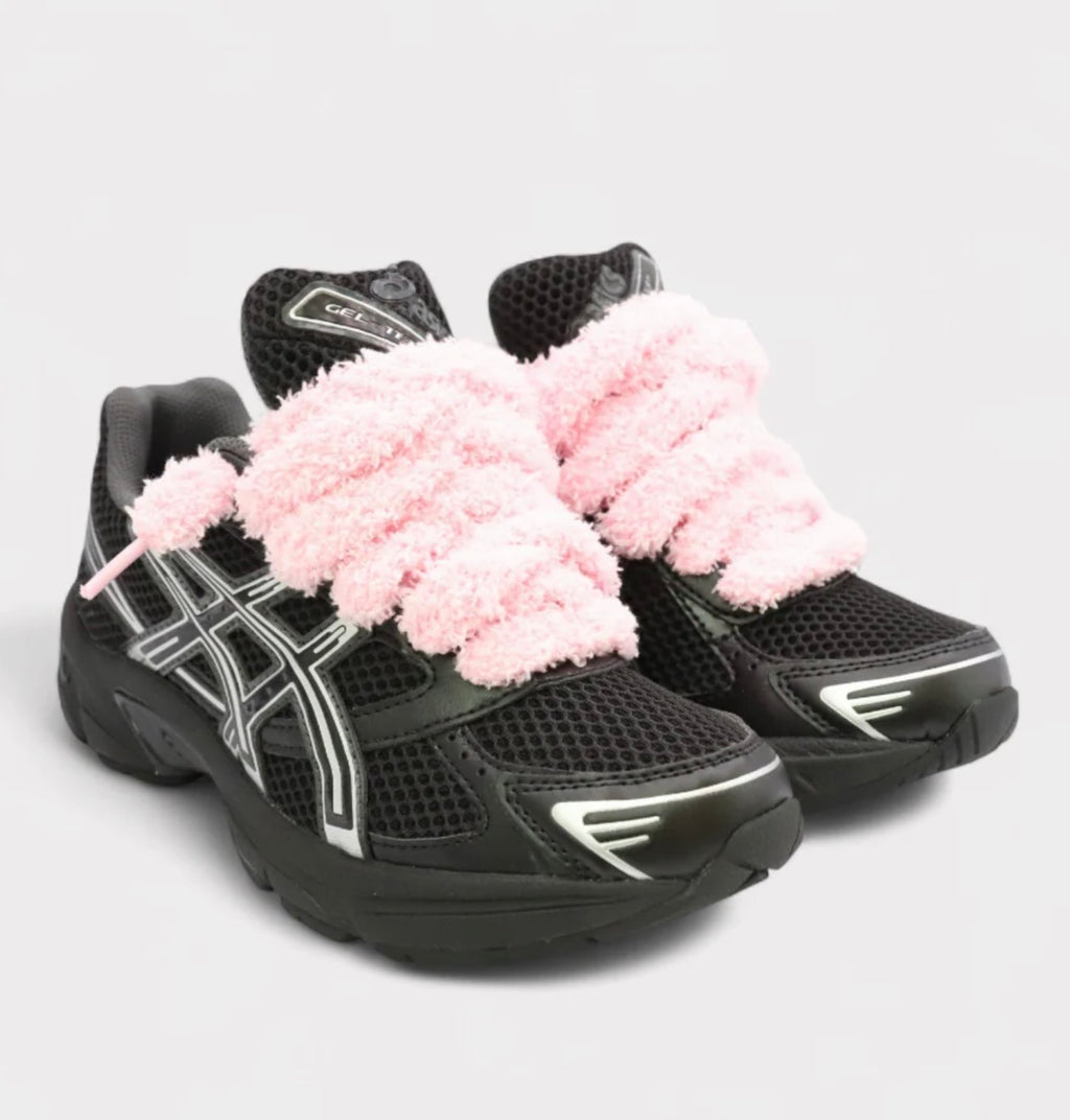 ASICS Gel-1130 Black Pure Silver Fluffy Laces Pink