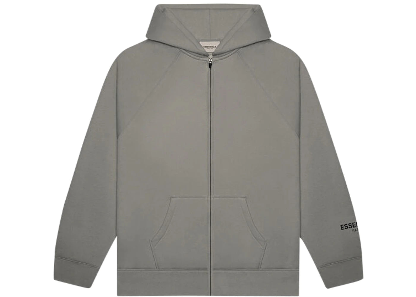 Fear of God Essentials Full Zip Up Hoodie Applique Logo-Gray Flannel/Charcoal