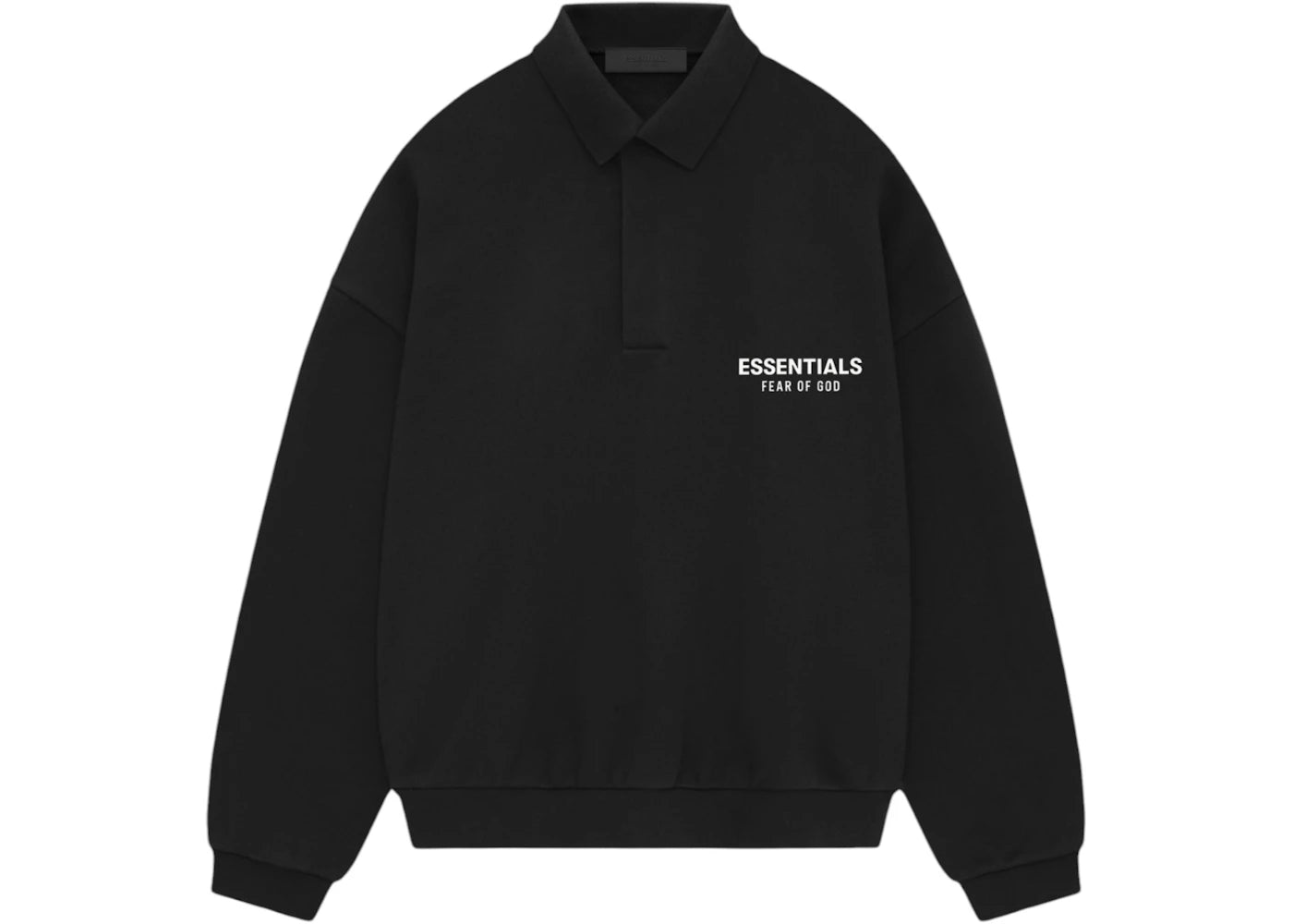 Fear of God Essentials Fleece Polo (FW24)-Black