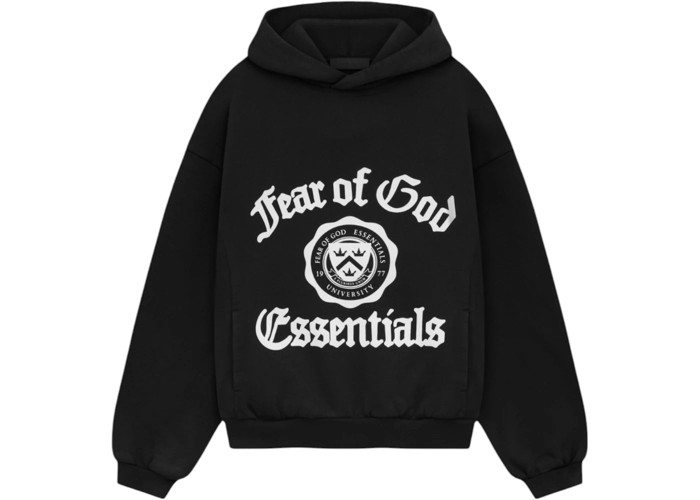 Fear of God Essentials Kids Heavy Fleece Vintage Shrunken Hoodie-Black