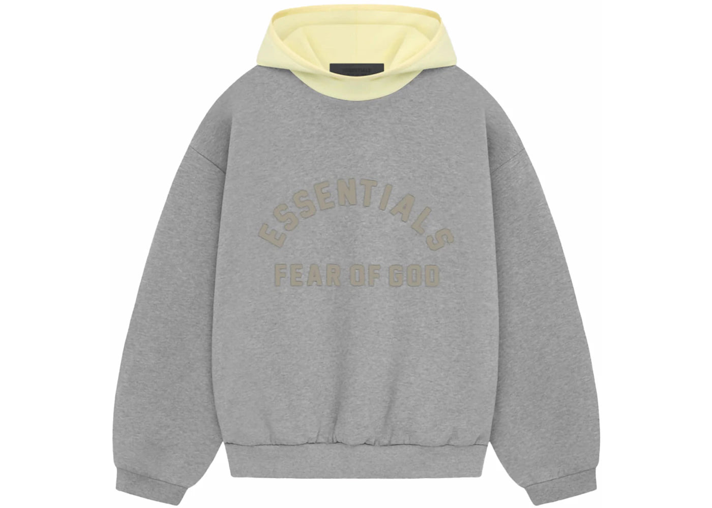 Fear of God Essentials Nylon Fleece Hoodie-Dark Heather Oatmeal/Garden Yellow