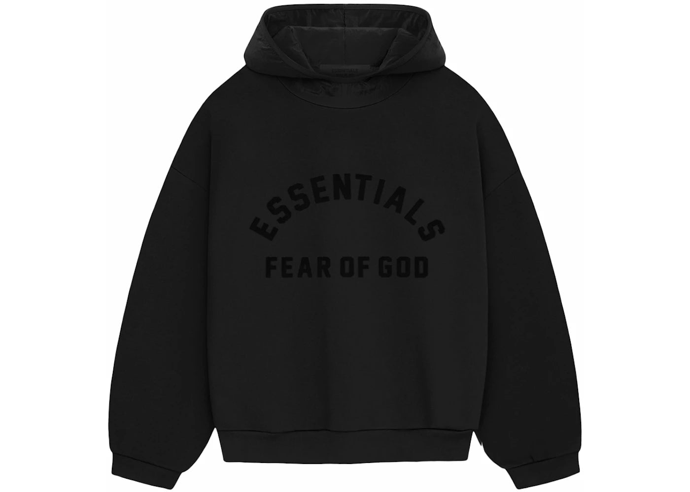 Fear of God Essentials Nylon Fleece Hoodie-Jet Black/Jet Black