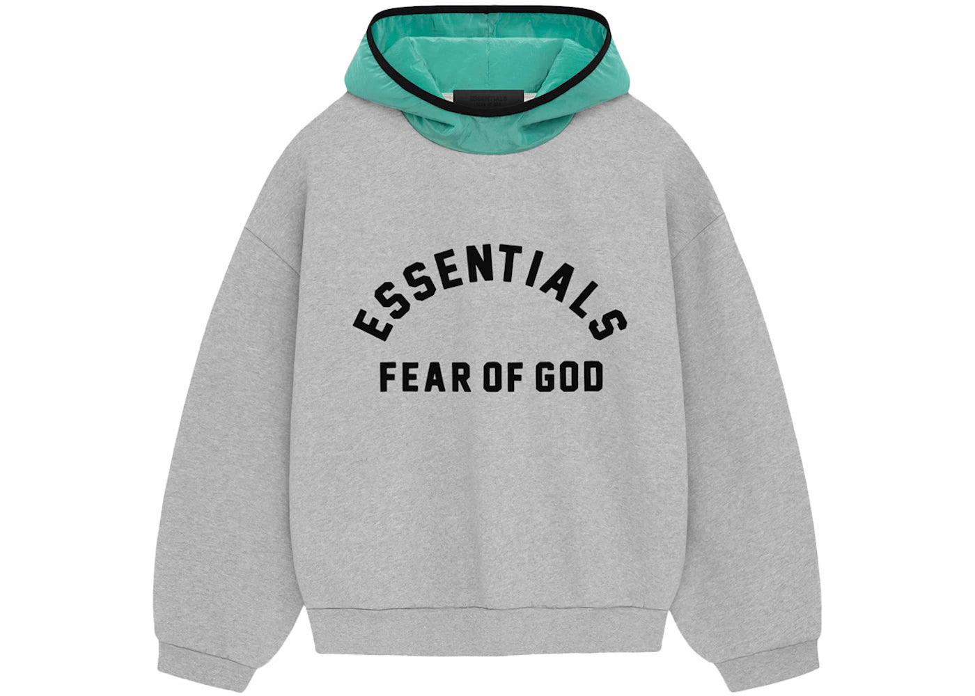 Fear of God Essentials Nylon Fleece Hoodie-Light Heather Grey/Mint Leaf