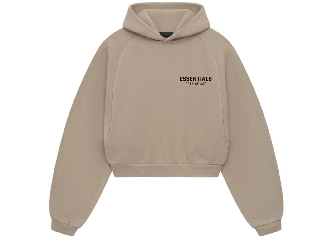 Fear of God Essentials Women's Fleece Cropped Hoodie-Desert Sand