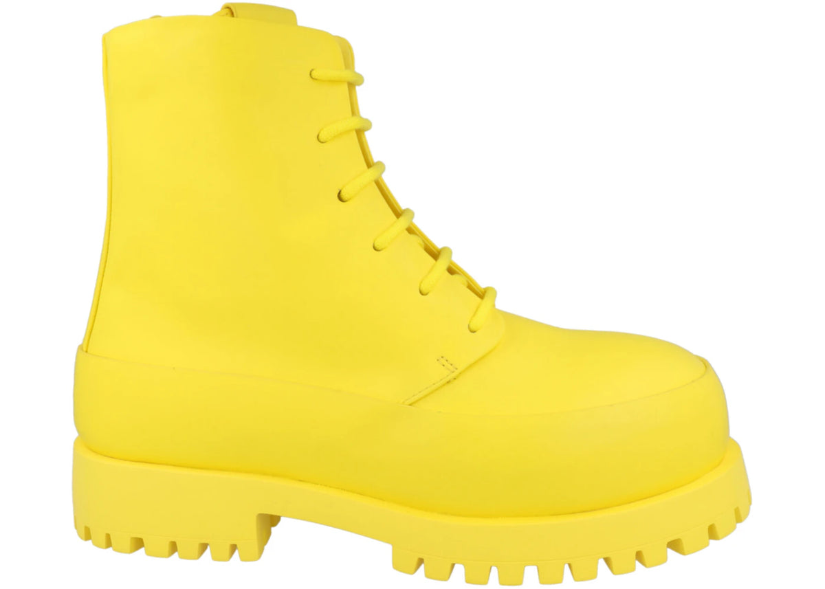 Ferragamo Fede Leather Combat Boots Yellow - main view