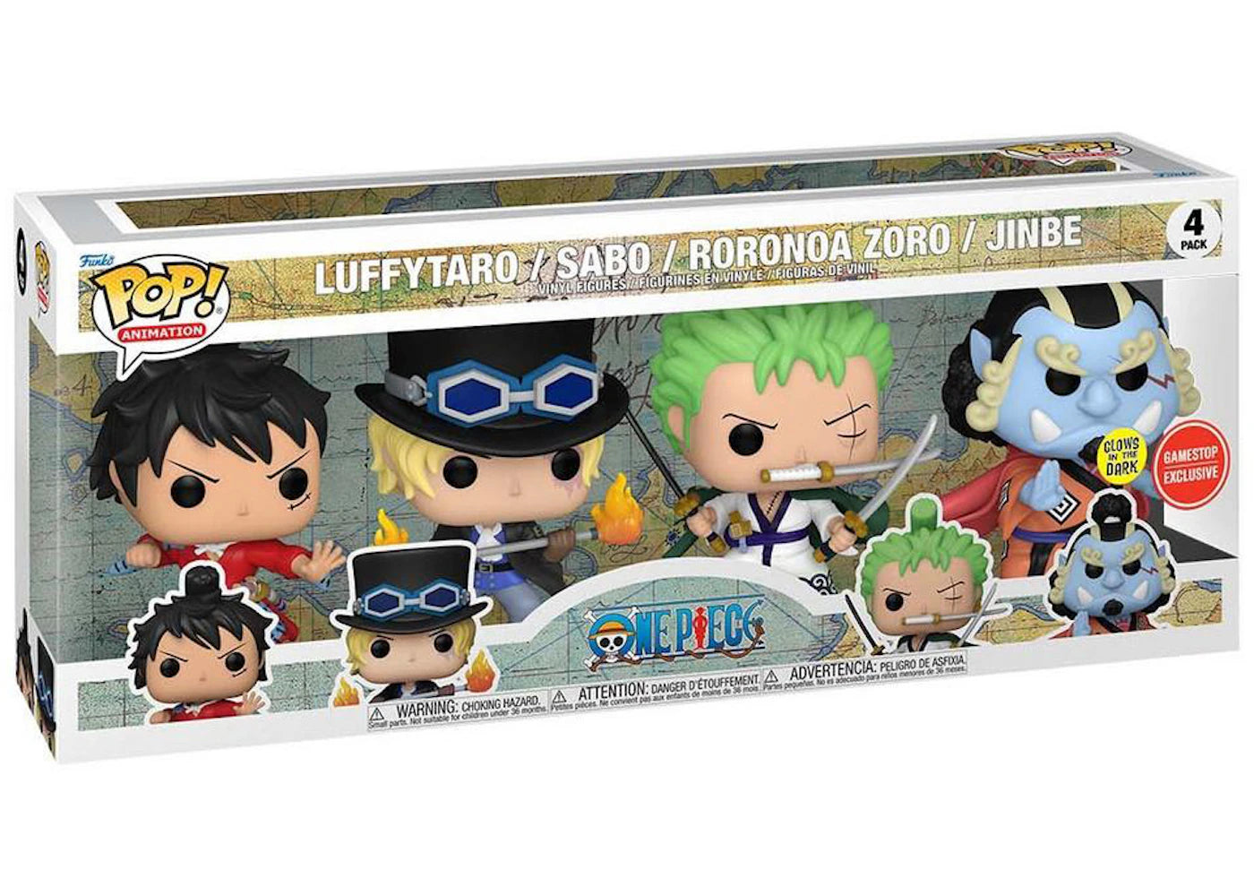 Funko Pop! Animation One Piece GITD GameStop Exclusive Figure 4-Pack-