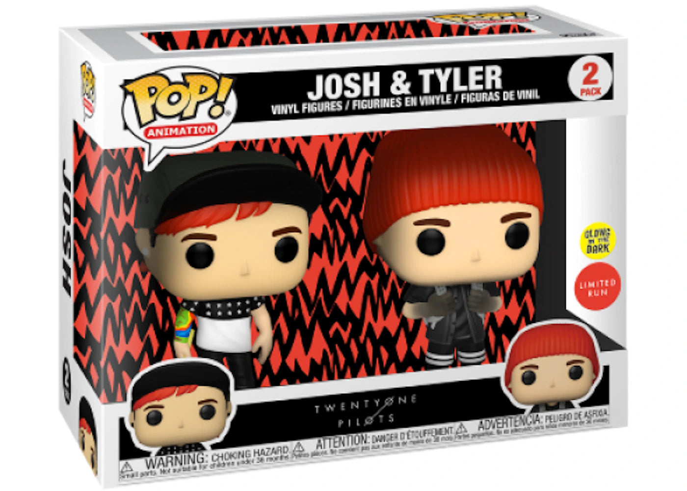 Funko Pop! Animation Twenty One Pilots Josh &amp; Tyler GITD Limited Run 2-Pack