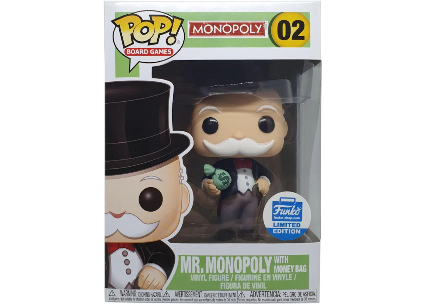 Funko Pop! Board Games Monopoly Mr. Monopoly with Money Bags Funko Shop Edition Figure #02-