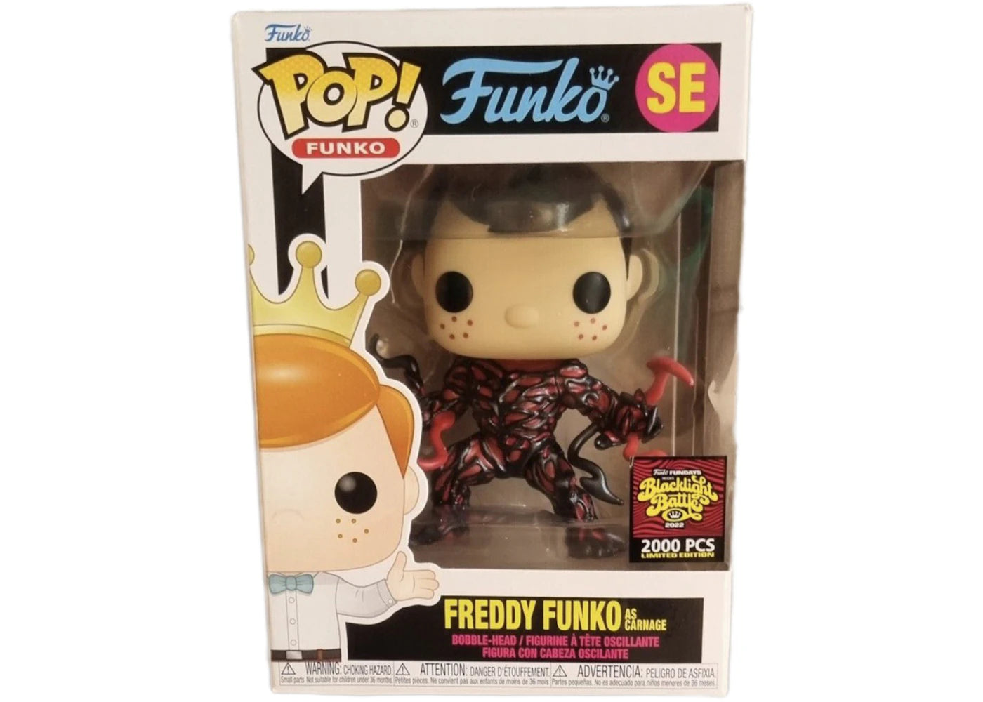 Funko Pop! Fundays Box of Fun Blacklight Battle Freddy Funko As Carnage Metallic SE (LE 2000)-