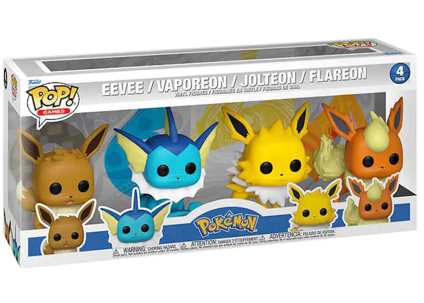 Funko Pop! Games Pokemon Eevee, Vaporeon, Jolteon and Flareon 4-Pack-