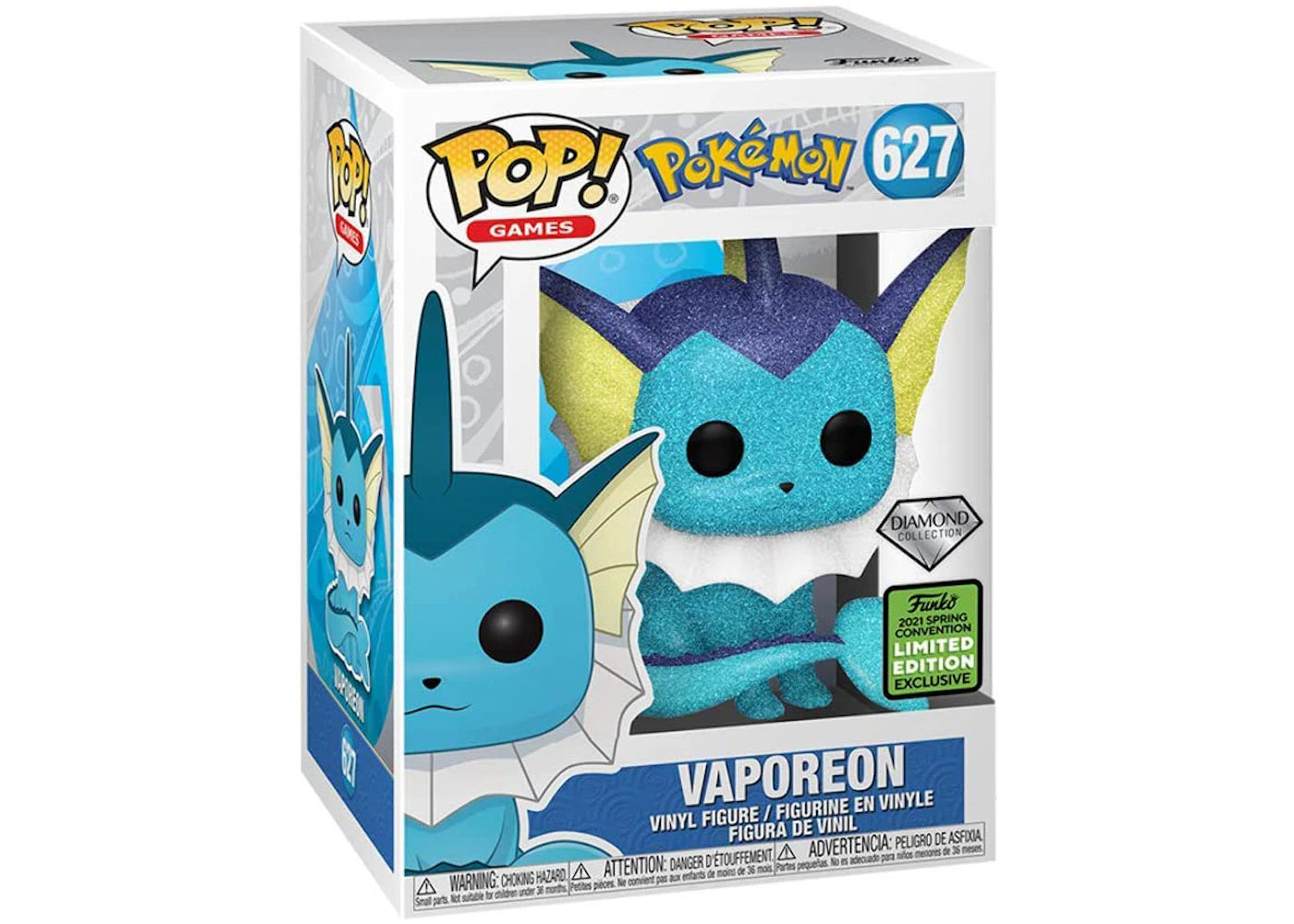 Funko Pop! Games Pokémon Vaporeon Diamond Collection 2021 Spring Convention Exclusive Figure #627-