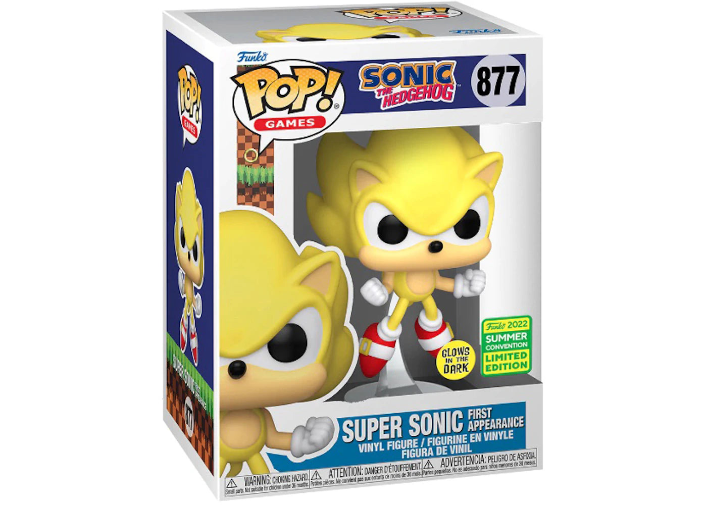 Funko Pop! Games Sonic the Hedgehog Super Sonic First Appearance GITD 2022 Summer Convention Exclusive Figure #877-