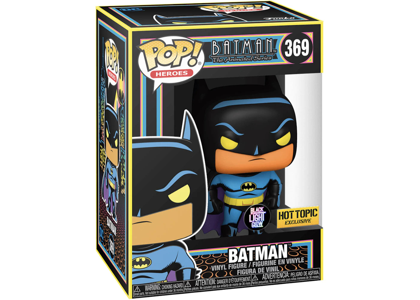 Funko Pop! Heroes Batman The Animated Series Batman (Black Light Glow) Hot Topic Exclusive Figure #369-