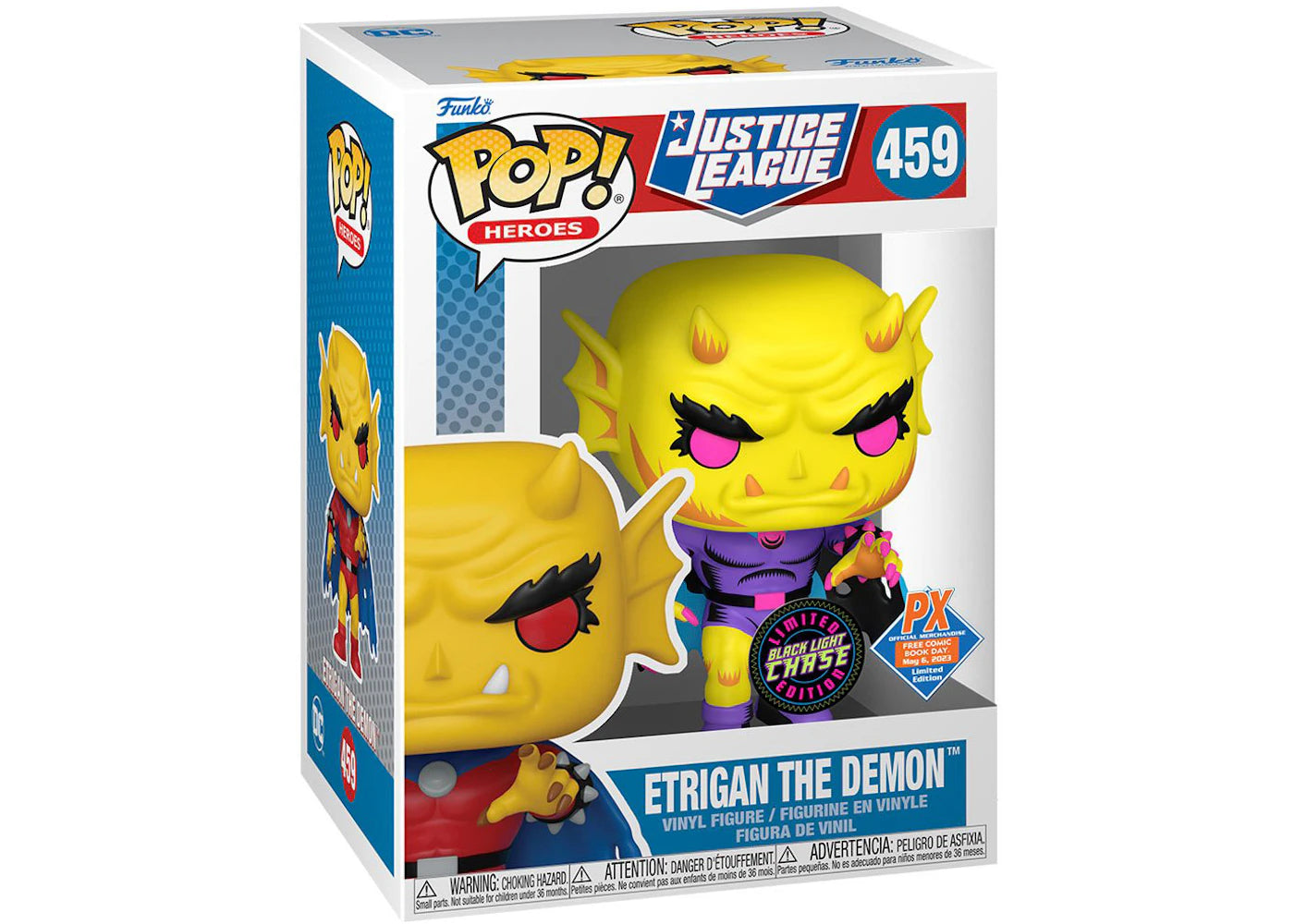Funko Pop! Heroes Justice League Etrigan the Demon PX Previews Free Comic Book Day Exclusive Black Light Chase Edition Figure #459-