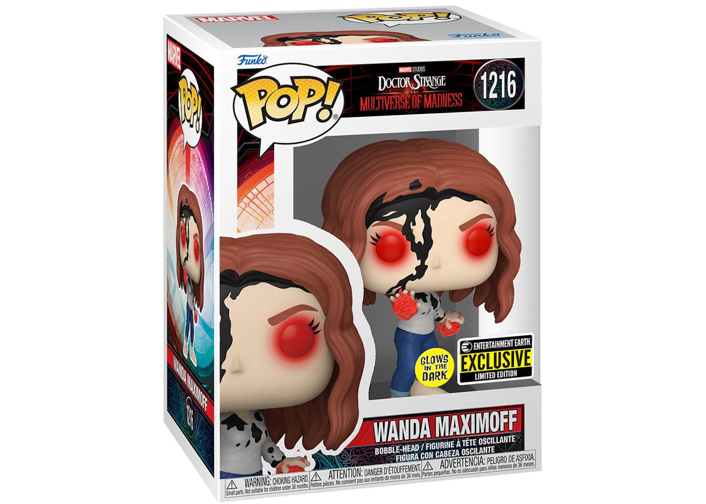 Funko Pop! Marvel Studios Doctor Strange in the Multiverse of Madness Wanda Maximoff GITD Entertainment Earth Exclusive Figure #1216-