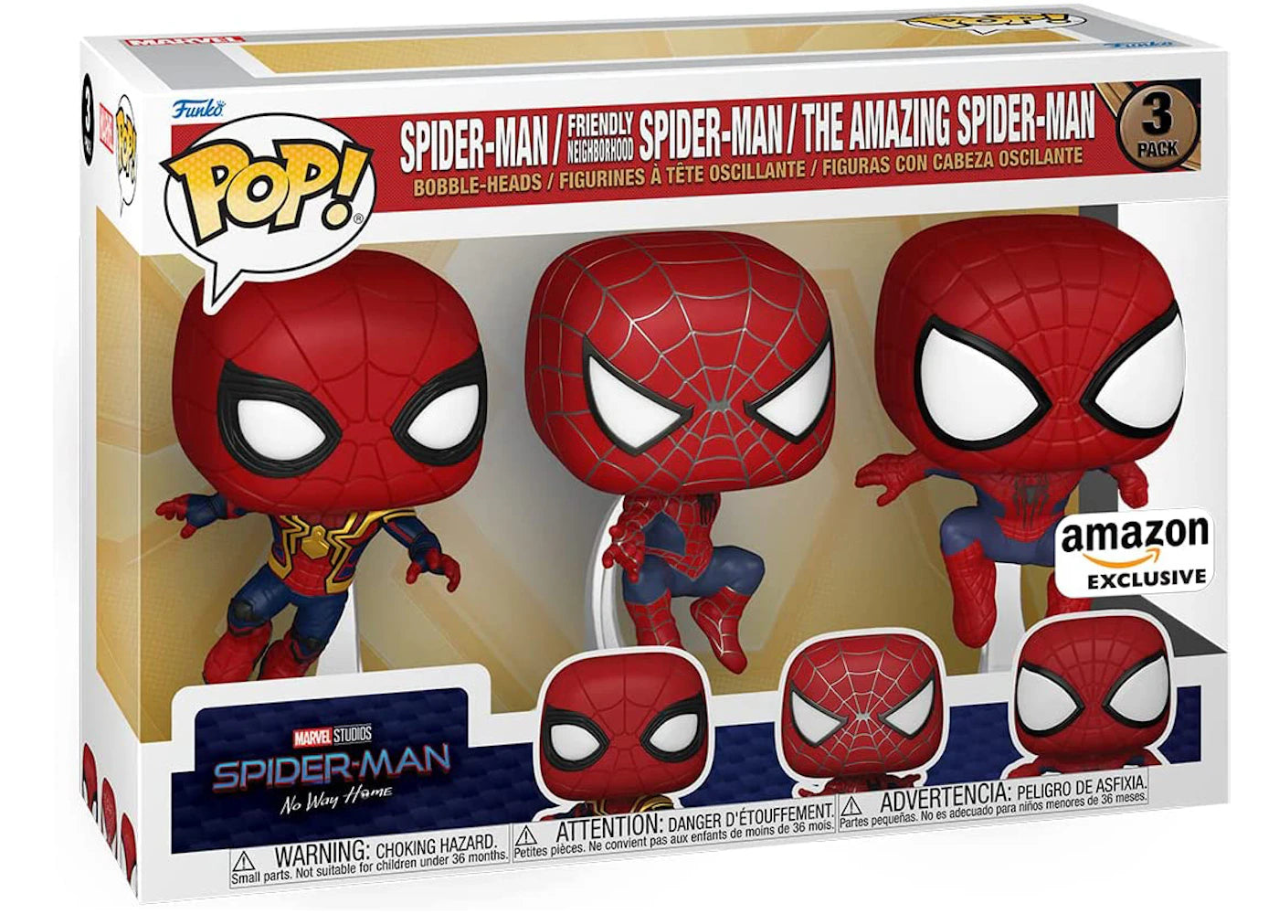 Funko Pop! Marvel Studios Spider-Man No Way Home Amazon Exclusive 3-Pack-