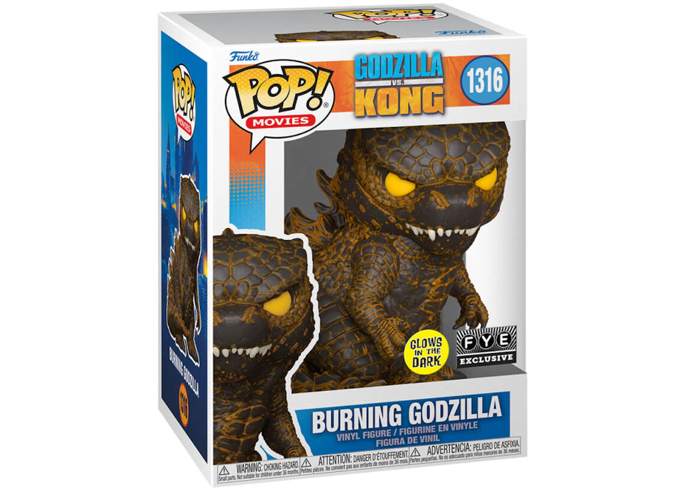 Funko Pop! Movies Godzilla v.s. Kong Burning Godzilla GITD FYE Exclusive Figure #1316-