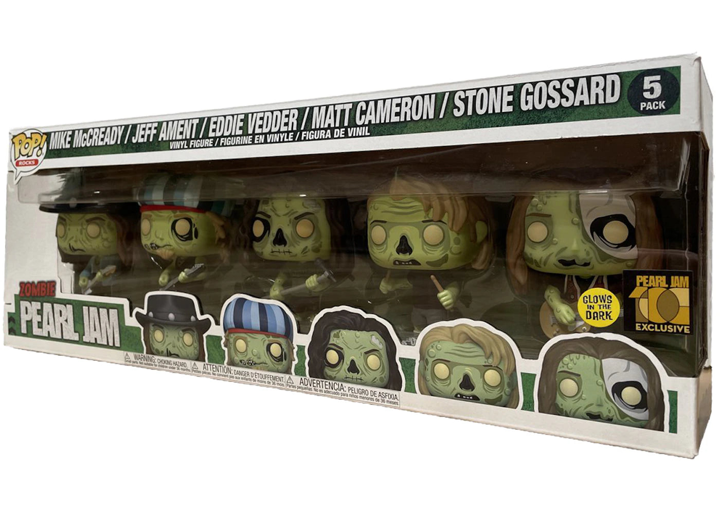 Funko Pop! Rocks Zombie Pearl Jam Mike McCready/Jeff Ament/Eddie Vedder/Matt Cameron/Stone Gossard GITD Pearl Jam Exclusive 5-Pack-