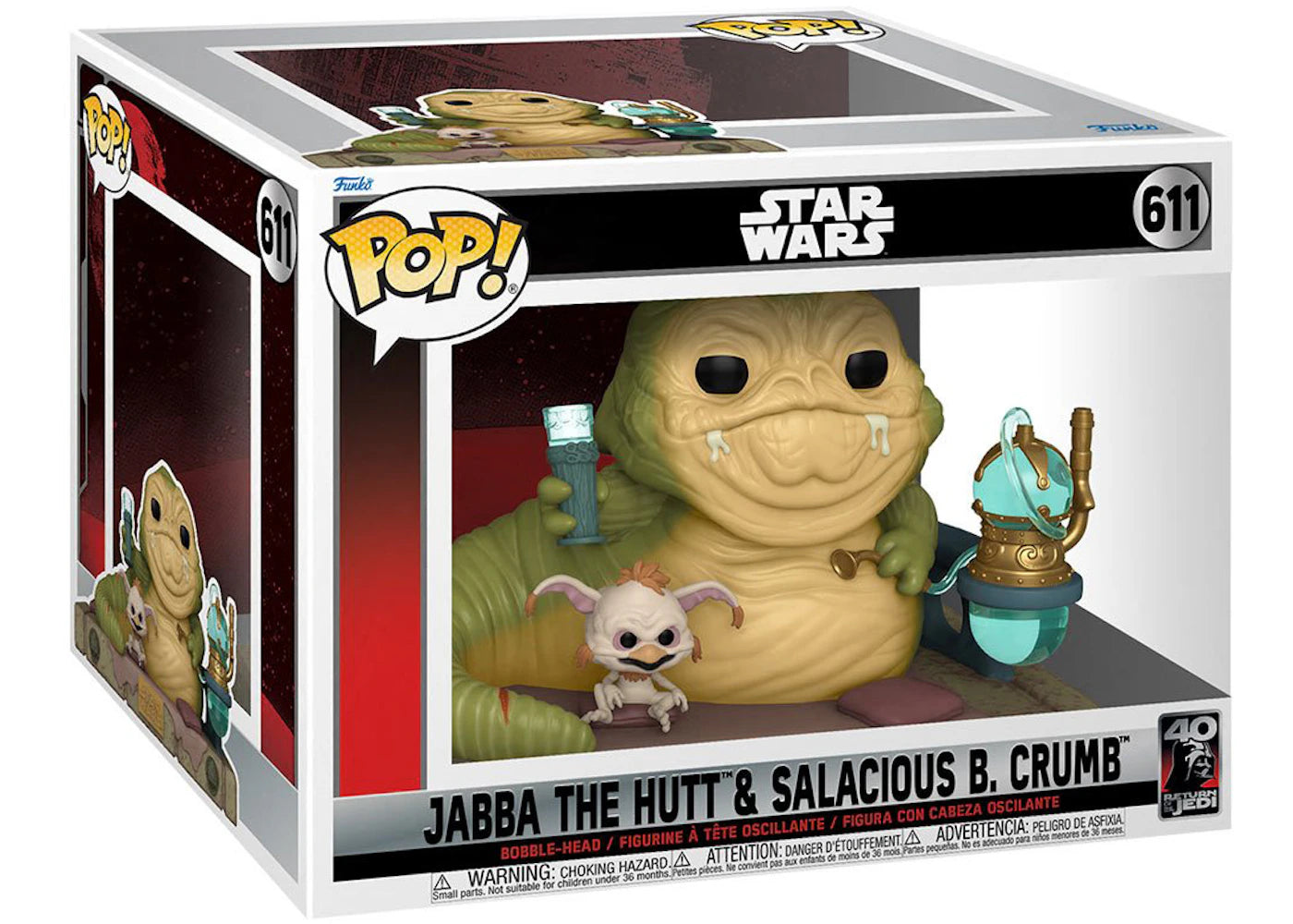 Funko Pop! Star Wars ROTJ 40th Anniversary Jabba the Hutt &amp; Salacious B. Crumb Figure #611-