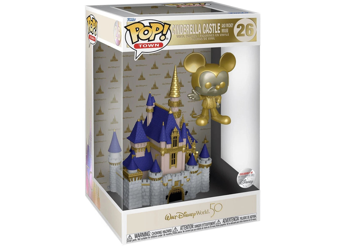 Funko Pop! Town Walt Disney World 50th Anniversary Cinderella Castle And Mickey Mouse (Gold) Disney Exclusive Figure #26-