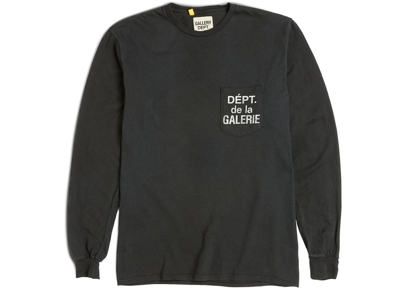 T-shirt à manches longues Gallery Dept. avec poche et logo français - Noir délavé