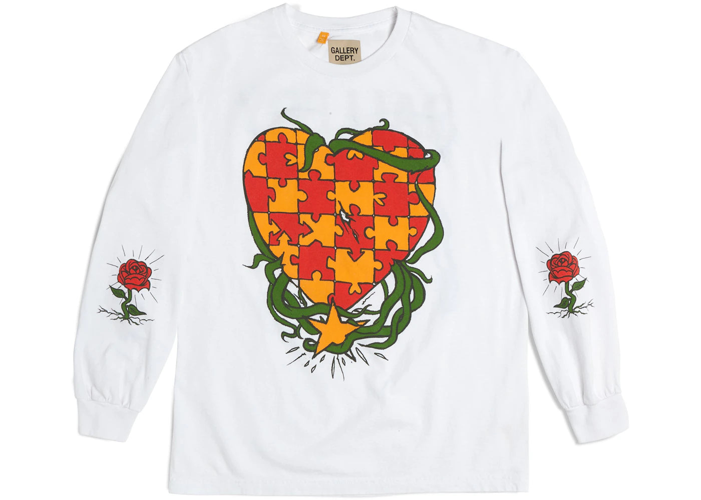 Gallery Dept. Puzzle Heart L/S Tee-White
