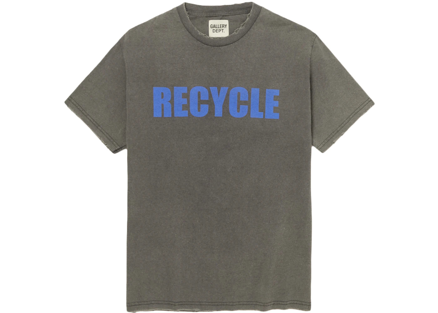 Gallery Dept. Recycle Distressed Printed T-Shirt-Ash Grey