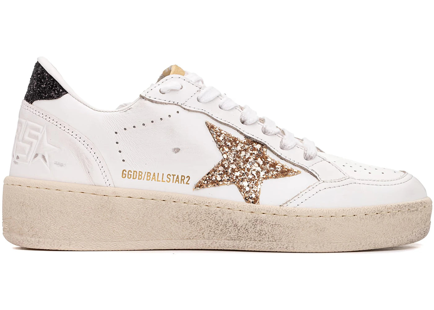 Golden Goose Ball-Star White Gold Glitter Star Black