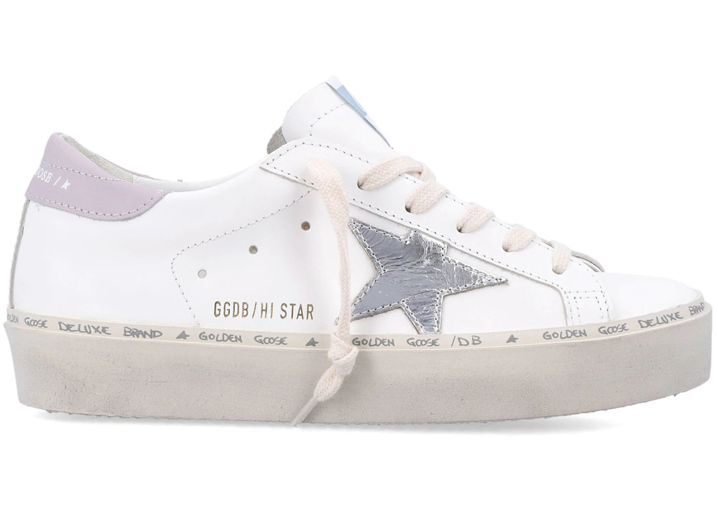 Golden Goose Hi Star White Silver Lilac