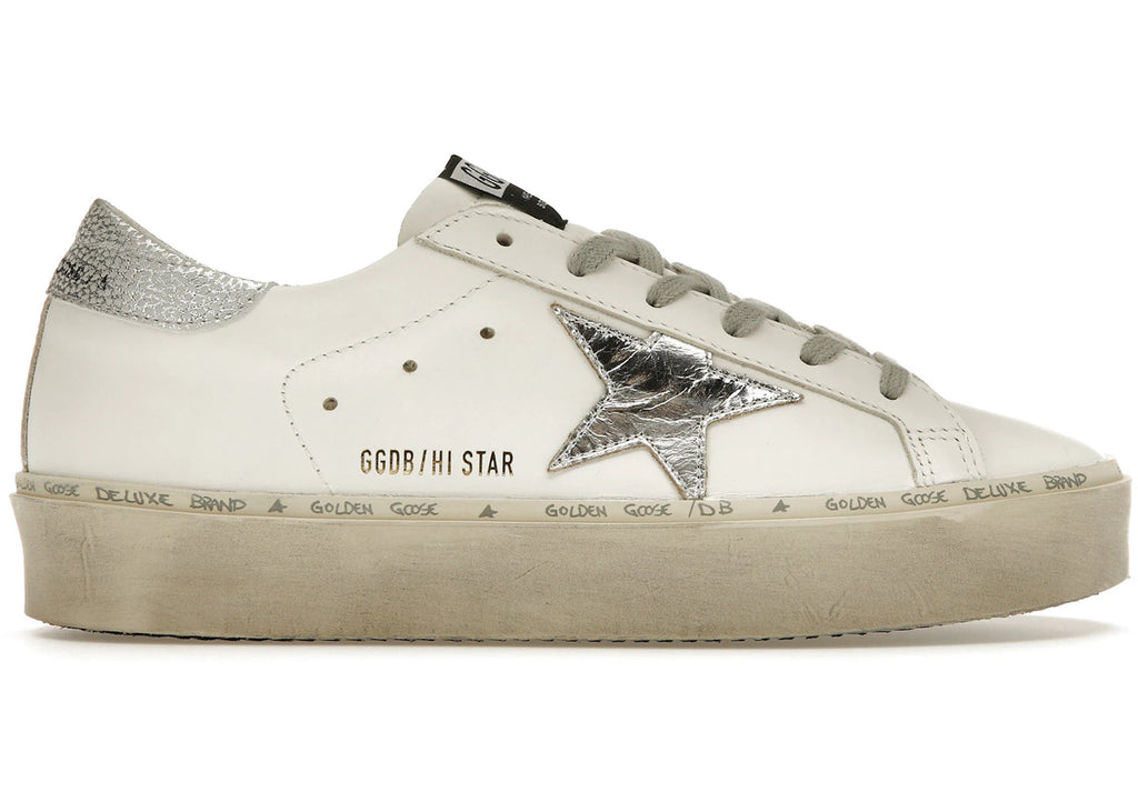 Golden Goose Hi Star White Silver