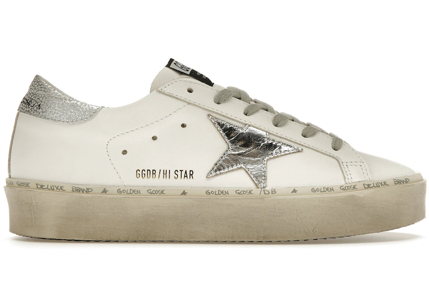 Golden Goose Hi Star White Silver