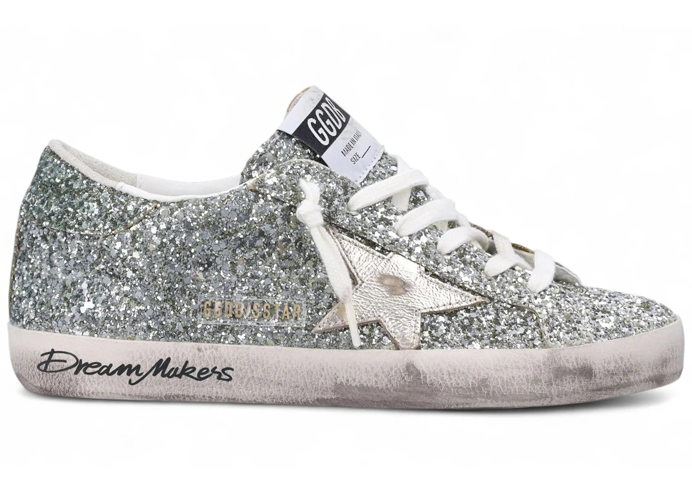 Golden Goose Super-Star Platinum Green Glitter