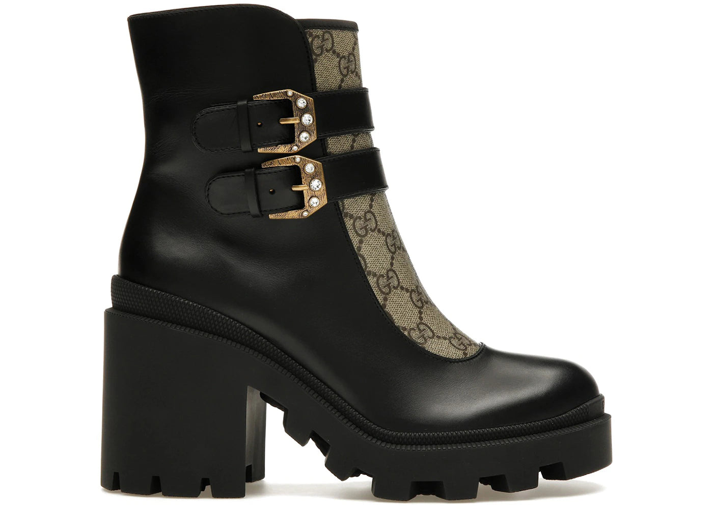 Gucci Buckles Ankle Boots-Black Beige (Women's)