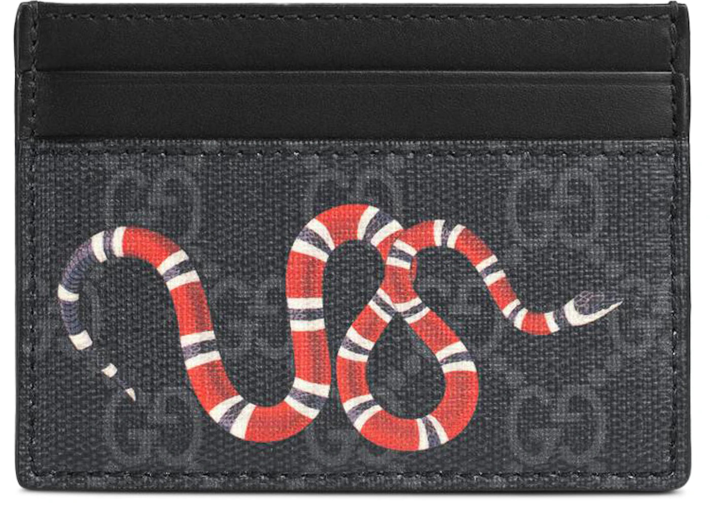 Gucci Card Case GG Supreme Kingsnake Print Black/Grey