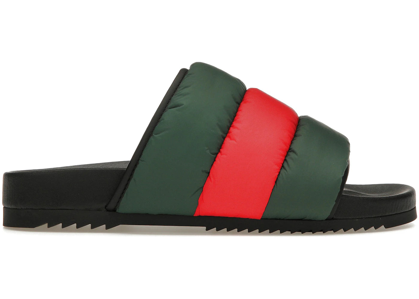 Sandales Gucci à toile rembourrée verte et rouge (Femme)
