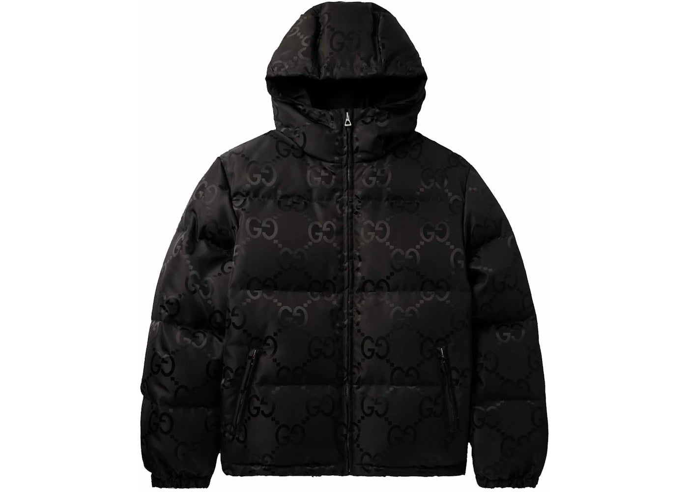 Gucci Quilted Logo-Jacquard Shell Hooded Down Jacket-Black