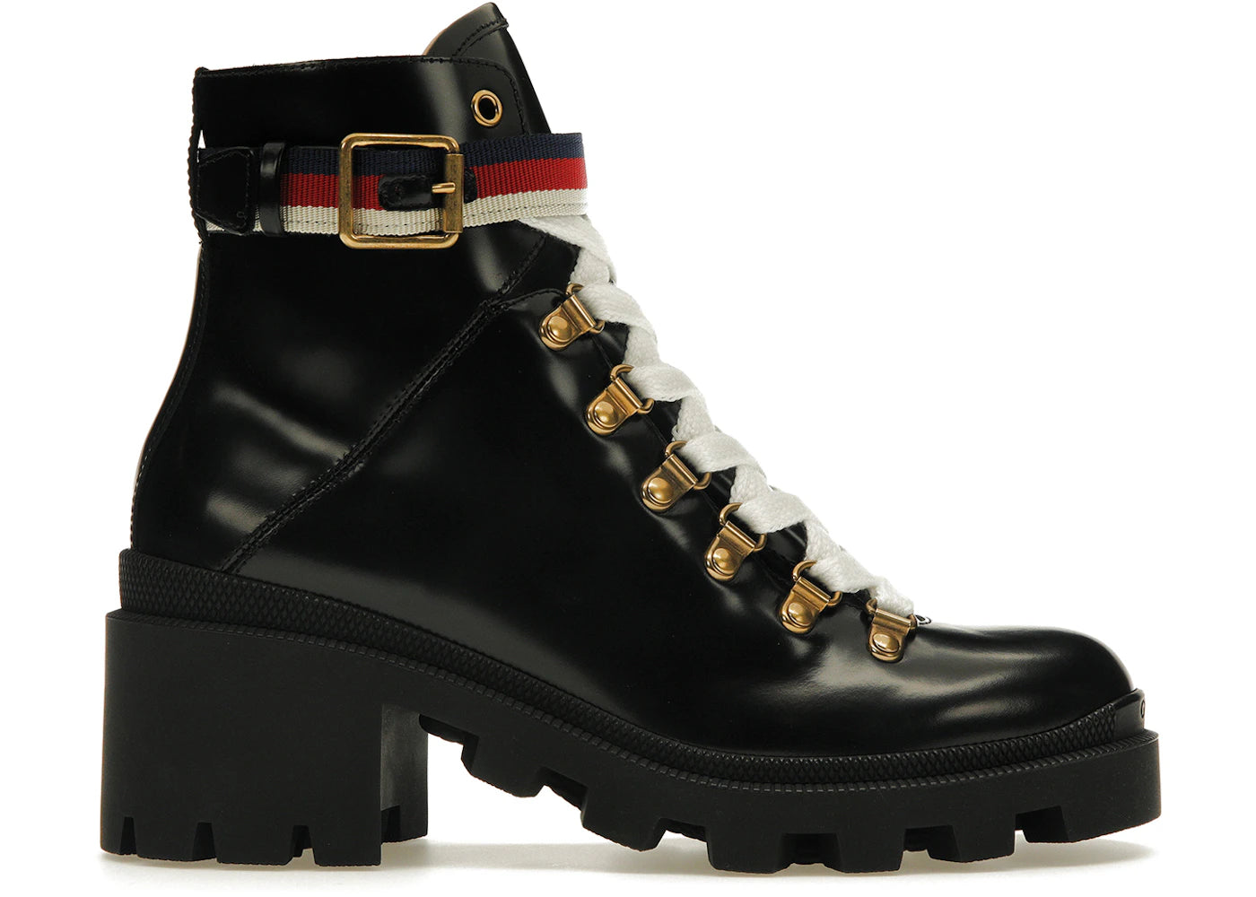 Gucci Sylvie Web 55mm Ankle Boot-Black Leather