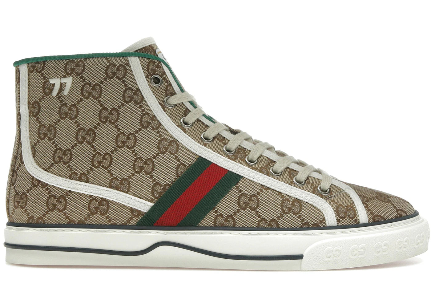 Baskets montantes Gucci Tennis 1977 en toile beige à motif GG