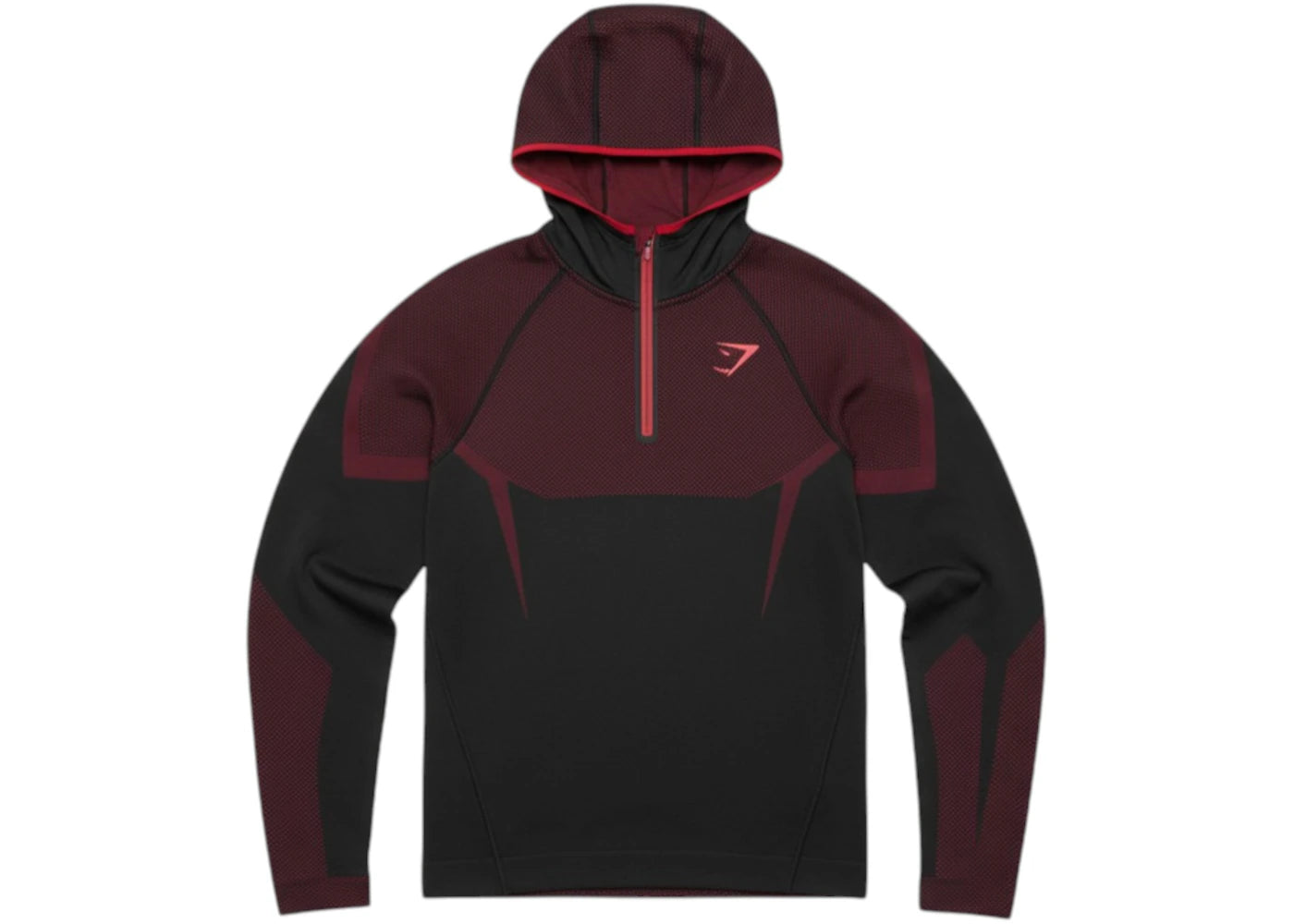 Gymshark Onyx 5.0 Seamless Hoodie Black/Carmine Red