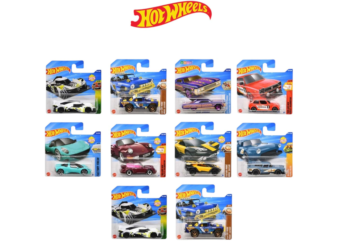 Hot Wheels Pack of 10 Hot Wheels 1:64 Scale Mystery Random Assortment Packs Black - main view