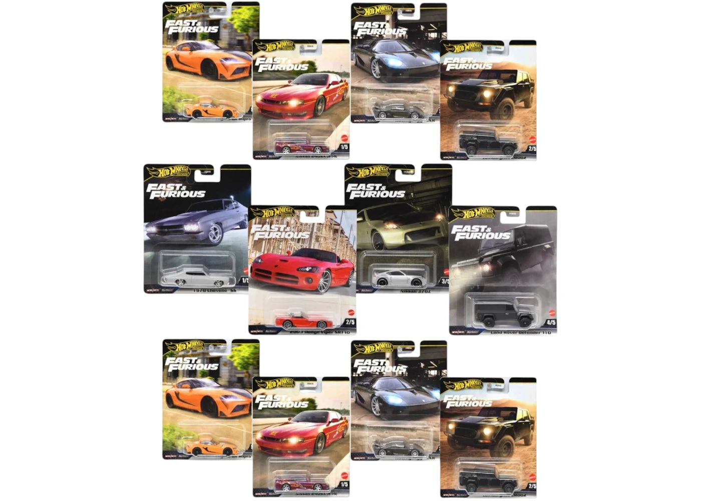 Hot Wheels Pack of 12 Hot Wheels Fast & Furious 1:64 Scale Mystery Random Assortment Packs Black - main view