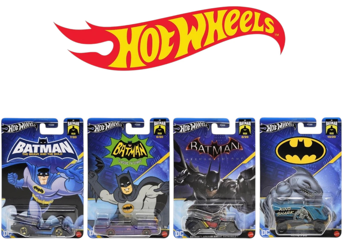 Hot Wheels Set of 4 Hot Wheels DC Comics 1:64 Scale Mystery Random Assortment Packs Black - main view
