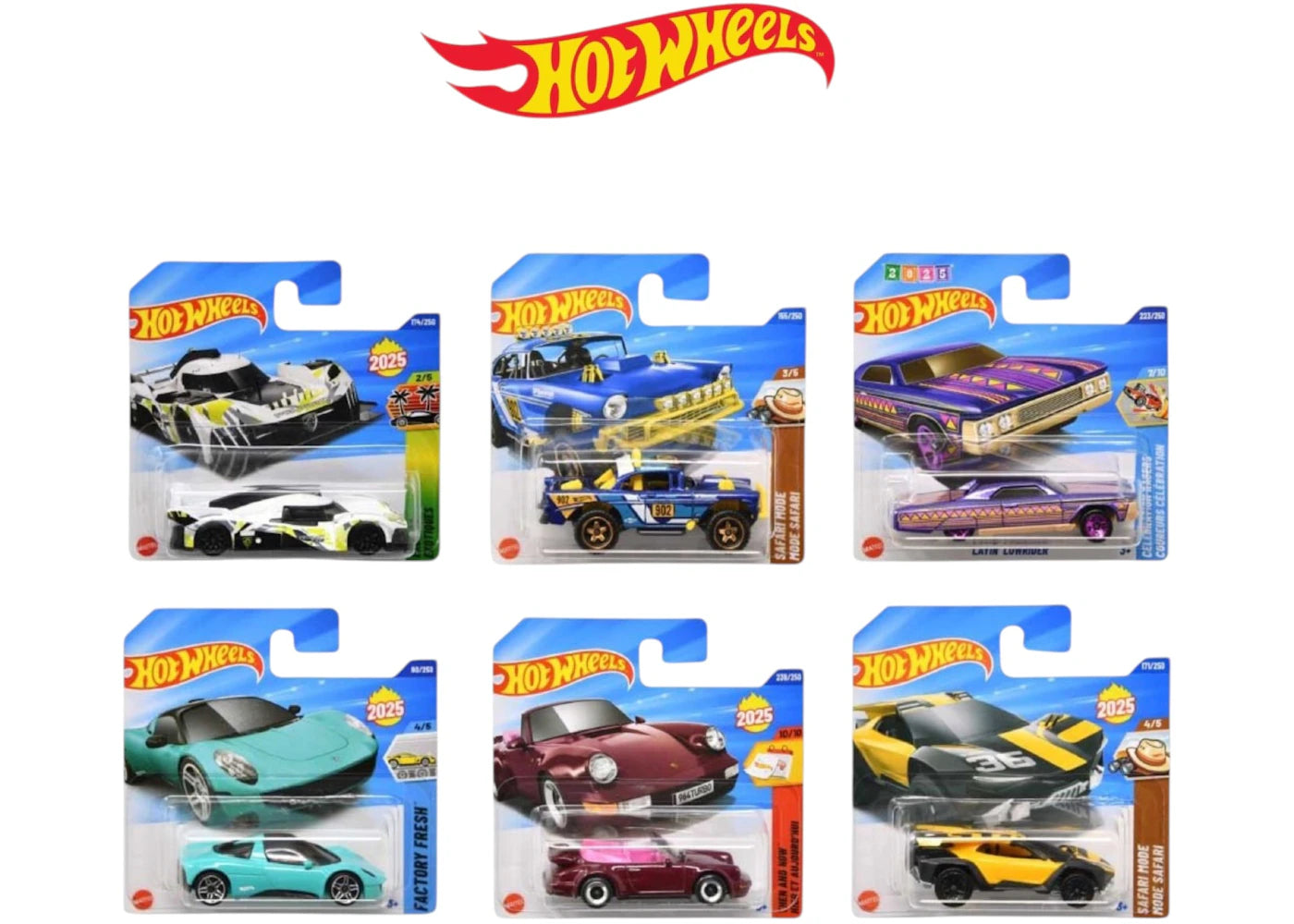 Hot Wheels Set of 6 Hot Wheels 1:64 Scale Mystery Random Assortment Packs Black - main view
