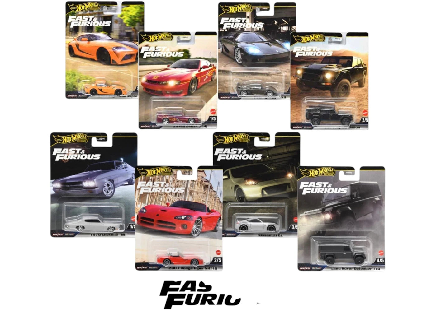 Hot Wheels Set of 8 Hot Wheels Fast & Furious 1:64 Scale Mystery Random Assortment Packs Black - main view