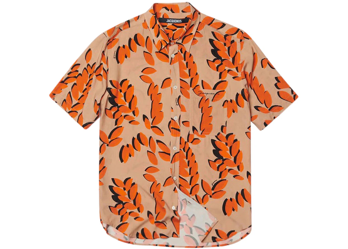 Jacquemus La Chemise Melo Leaves Print Shirt-Orange