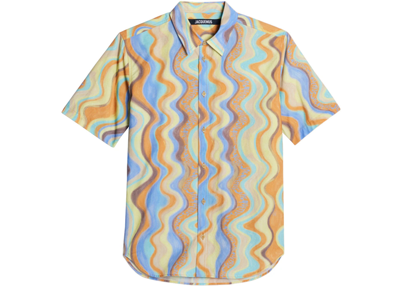 Jacquemus La Chemise Melo Paisley Bandana Short Sleeve Shirt-Print Blue Waves Stripes