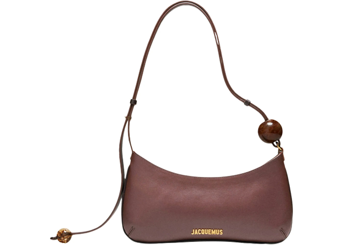 Jacquemus Le Bisou Perle Beaded Shoulder Bag-Medium Brown